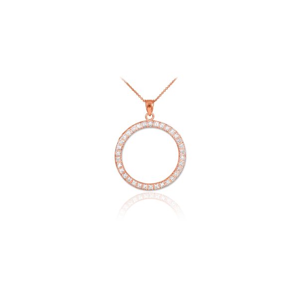 CZ Eternity Circle of Life Pendant Necklace in 9ct Rose Gold