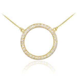 CZ Eternity Circle of Life Pendant Necklace in 9ct Gold