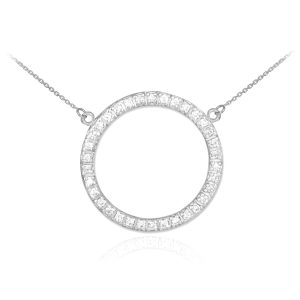 CZ Eternity Circle of Life Pendant Necklace in 9ct White Gold