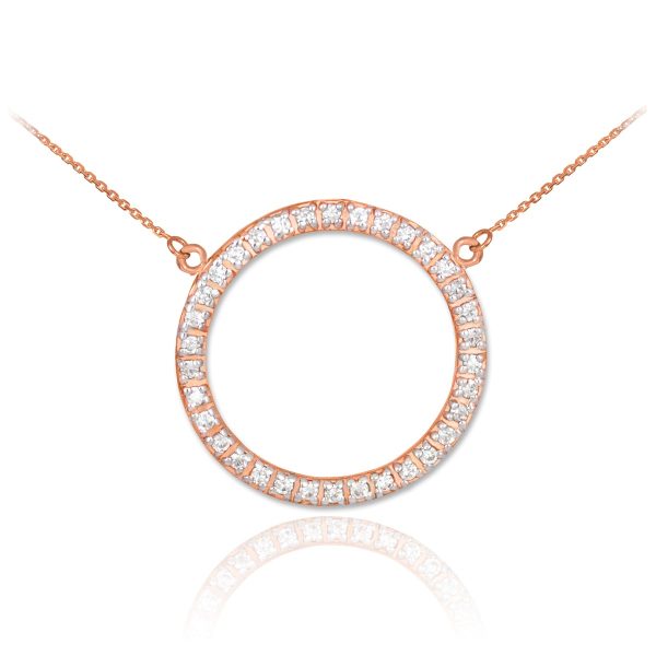 Diamond Eternity Circle of Life Pendant Necklace in 9ct Rose Gold