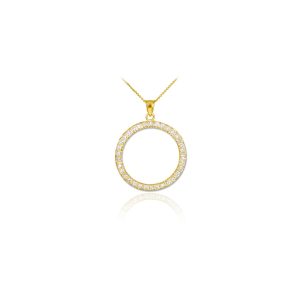 CZ Eternity Circle of Life Pendant Necklace in 9ct Gold