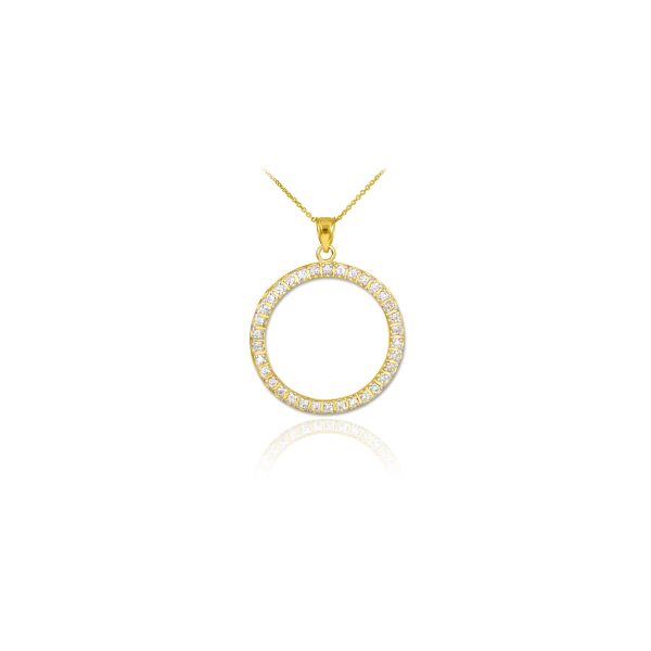 CZ Eternity Circle of Life Pendant Necklace in 9ct Gold