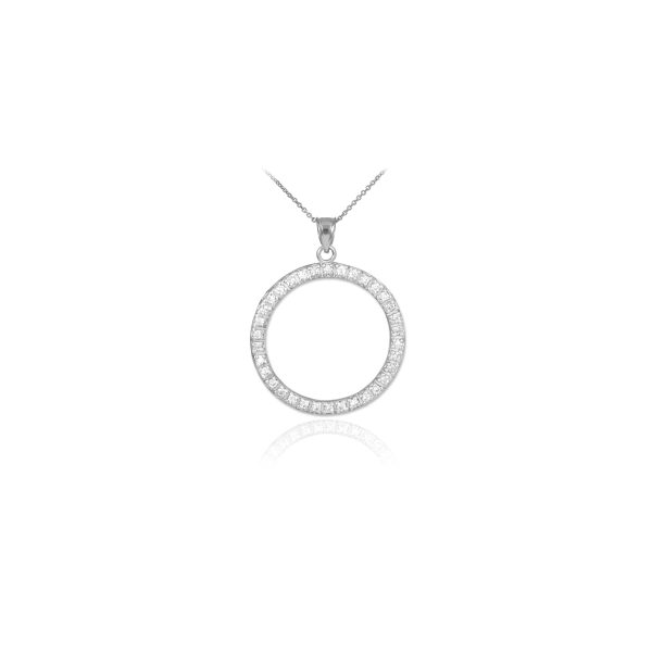 CZ Eternity Circle of Life Pendant Necklace in 9ct White Gold