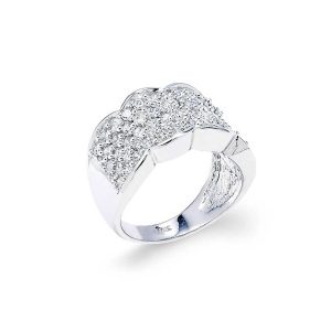 Diamond Micro-Pavé Floral Band Ring in 9ct White Gold