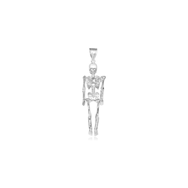 Men's 3D Skeleton Charm Pendant Necklace in 9ct White Gold