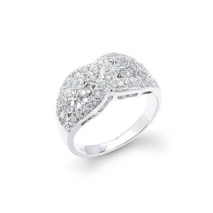 Diamond Knot Design Filigree Engagement Ring in 9ct White Gold