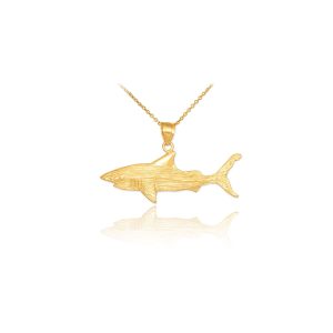 Men's Textured Shark Pendant Necklace in 9ct Gold