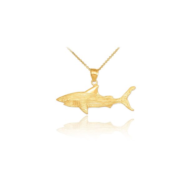 Men's Textured Shark Pendant Necklace in 9ct Gold