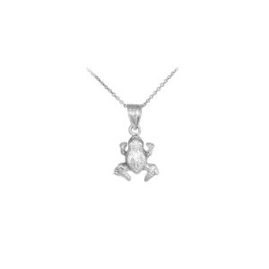 Frog Charm Pendant Necklace in Sterling Silver