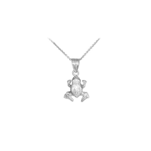 Frog Charm Pendant Necklace in Sterling Silver