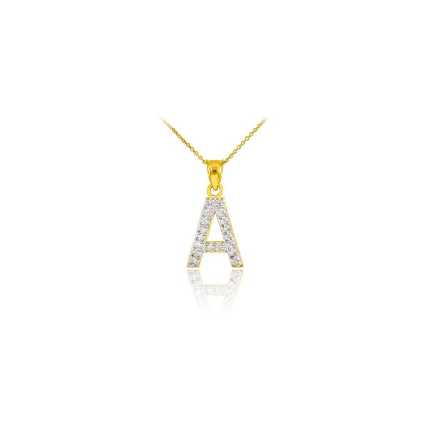 Letter A Diamond Embellished Drop Pendant Necklace in 9ct Gold