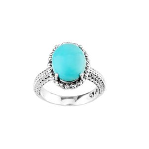 Turquoise Imposing Beaded Band Ring in Sterling Silver