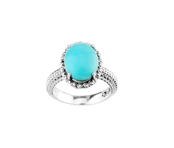 Turquoise Imposing Beaded Band Ring in Sterling Silver