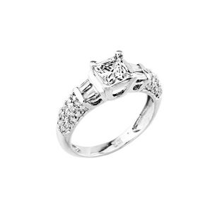 Square Cut CZ Engagement Ring in 9ct White Gold