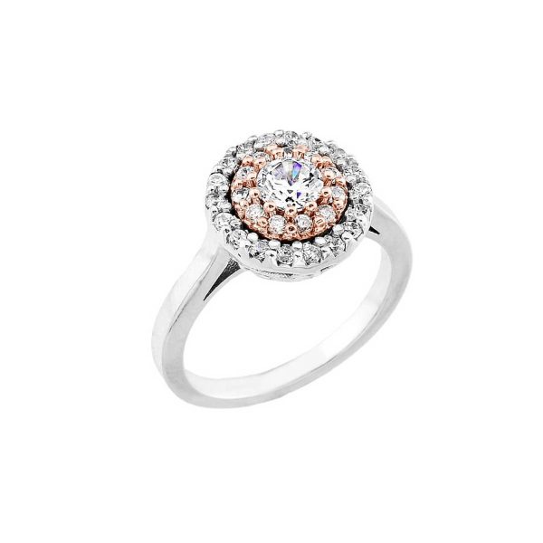 Diamond Layered Halo Engagement Ring in 9ct White Gold