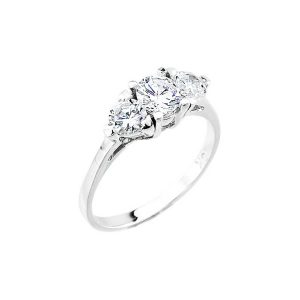 CZ Three-Stone Engagement Ring in 9ct White Gold