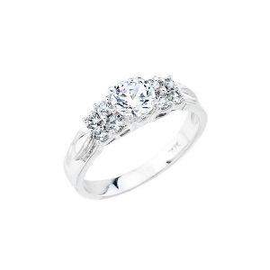 CZ Classic Engagement Ring in Sterling Silver