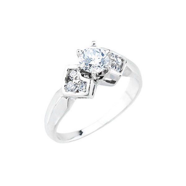 CZ Engagement Ring in 9ct White Gold