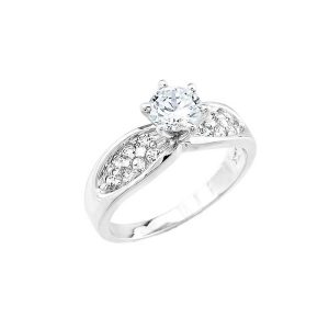 CZ Micro-Pavé Engagement Ring in Sterling Silver