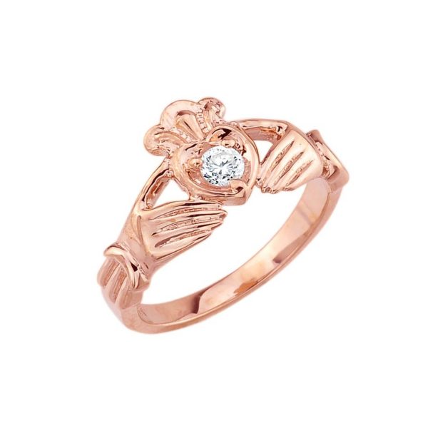 Diamond Claddagh Ring, 0.22 ct in 9ct Rose Gold