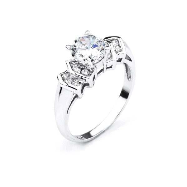 CZ Engagement Ring in 9ct White Gold