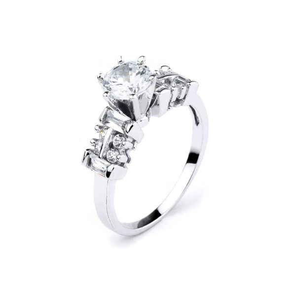 CZ Engagement Ring in 9ct White Gold