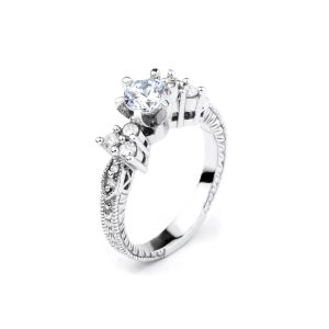 CZ Graceful Engagement Ring in 9ct White Gold