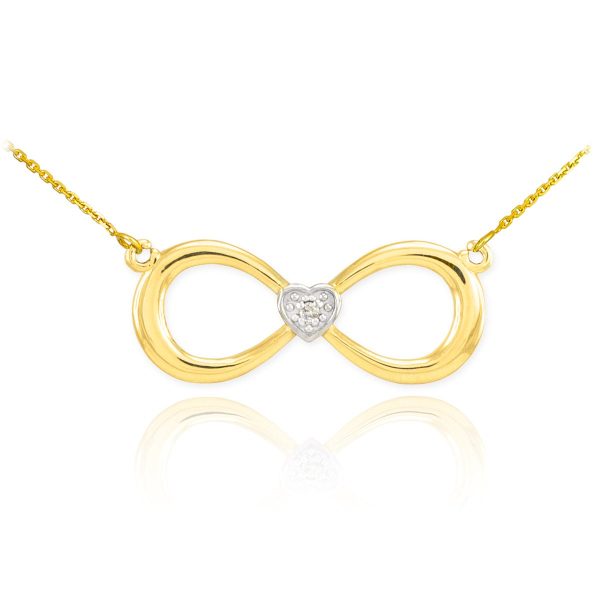 Diamond Prominent Infinity Pendant Necklace in 9ct Two-Tone Gold