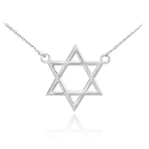 Men's Star of David Pendant Necklace in 9ct White Gold