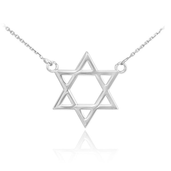 Men's Star of David Pendant Necklace in 9ct White Gold