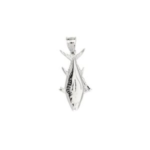 Men's Upside Down Yellowfin Tuna Fish Pendant Necklace in Sterling Silver