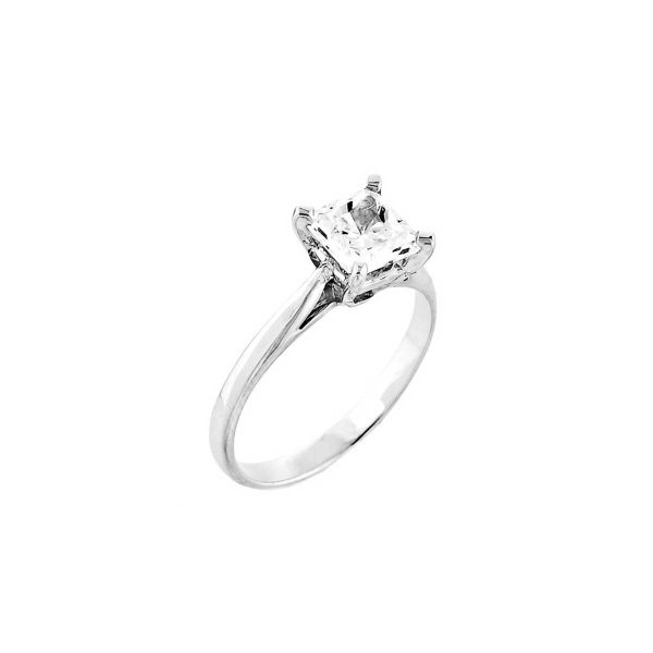 Princess Cut CZ Engagement Ring in 9ct White Gold