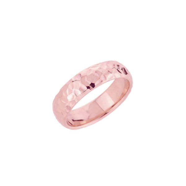 Hammered Classic Wedding Ring in 9ct Rose Gold