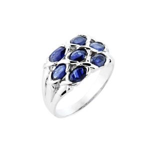 Oval Cut Sapphire Ring in 9ct White Gold