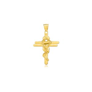 Men's Abstract Crucifix Pendant Necklace in 9ct Gold