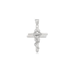 Men's Contemporary Cross Pendant Necklace in 9ct White Gold