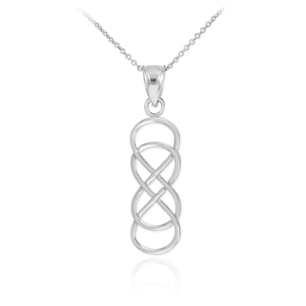 Vertical Double Infinity Pendant Necklace in 9ct White Gold