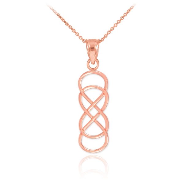 Vertical Double Infinity Pendant Necklace in 9ct Rose Gold