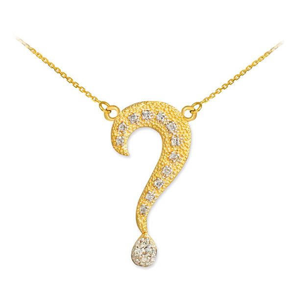 Diamond Question Pendant Necklace in 9ct Gold