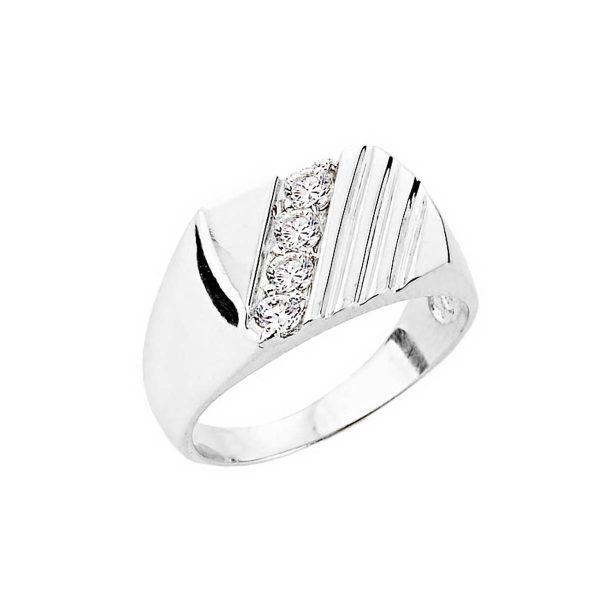 Men's Diamond Channel Set Ring in 9ct White Gold