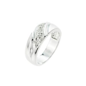 Men's Diamond Embellished Classic Wedding Ring in Sterling Silver