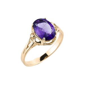 Amethyst Bold Rose Ring in 9ct Gold