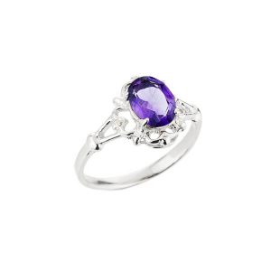 Amethyst Oval Ring in 9ct White Gold