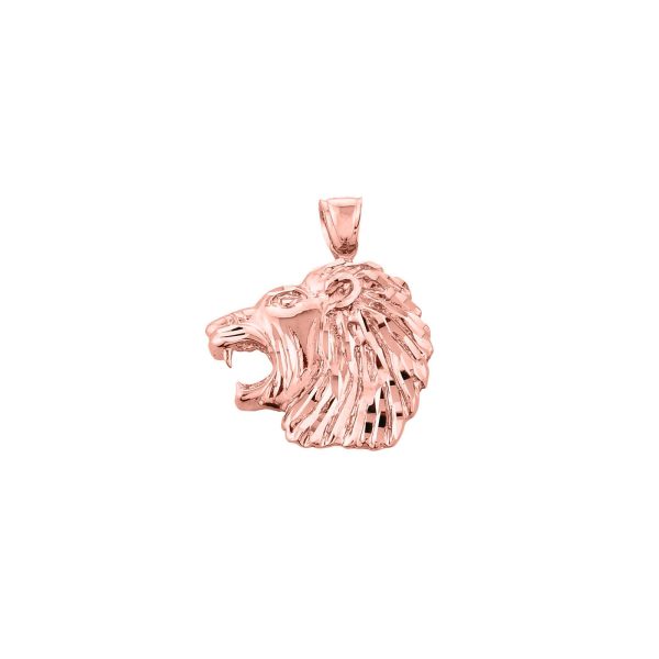 Men's Roaring Lion Pendant Necklace in 9ct Rose Gold