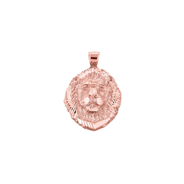 Men's Lion Head Pendant Necklace in 9ct Rose Gold