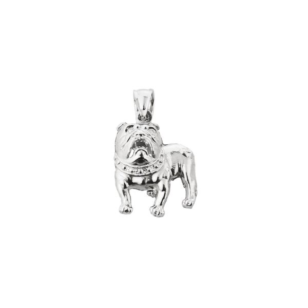 Men's Bulldog Pendant Necklace in 9ct White Gold