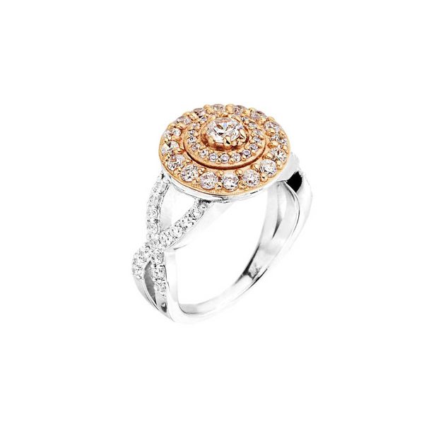 Diamond Layered Halo Engagement Ring in 9ct Two-Tone White Gold