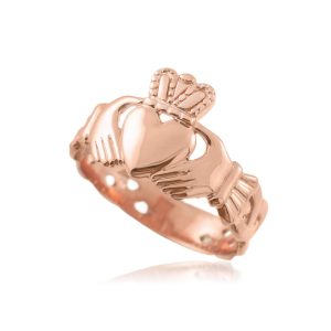 Men's Claddagh Trinity Band Ring in 9ct Rose Gold