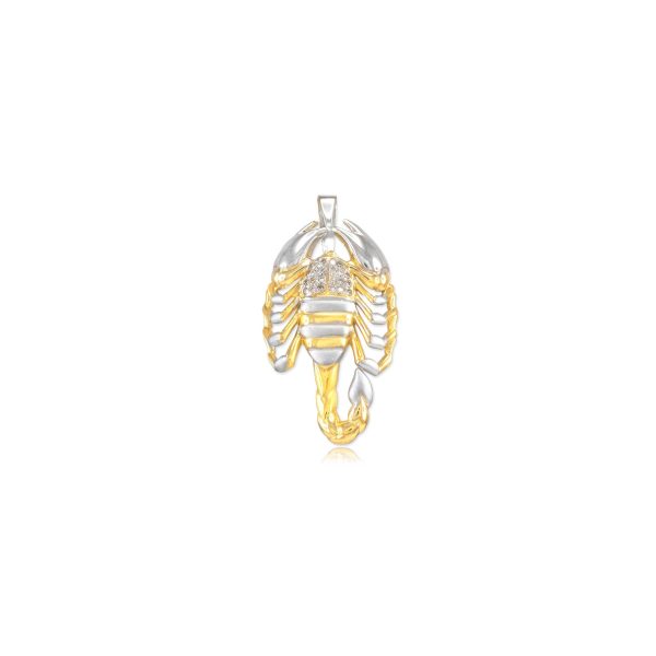 Men's CZ Scorpion Charm Pendant Necklace in 9ct Two-Tone Gold