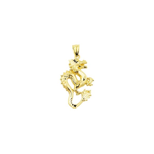 Men's Dragon Charm Pendant Necklace in 9ct Gold